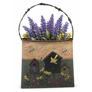 VTG Metal Basket Only Wall Art Birdhouse Flower Bee Garden Scene Hanging Decor
